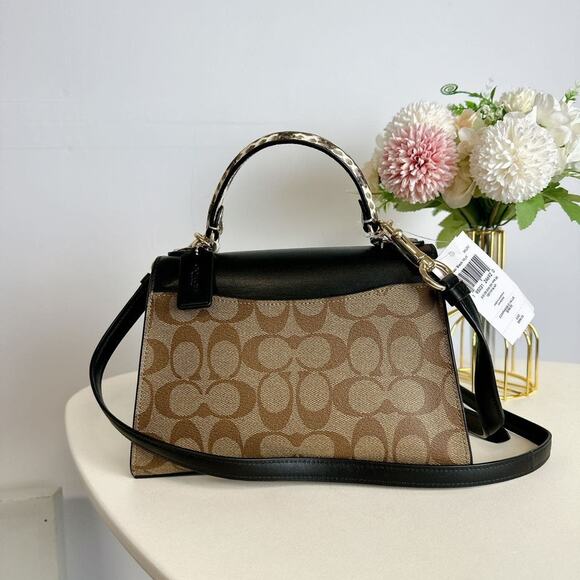 Coach C1325 Pepper Satchel In Signature Canvas IN Khaki Black Multi - Picture 3 of 6